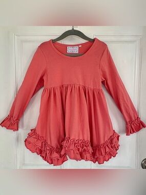 Serendipity Clothing Co. Coral Pink Ruffle Long Sleeve Dress Size 5